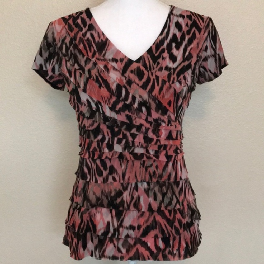 Style & Co Multi-Print Tier Blouse